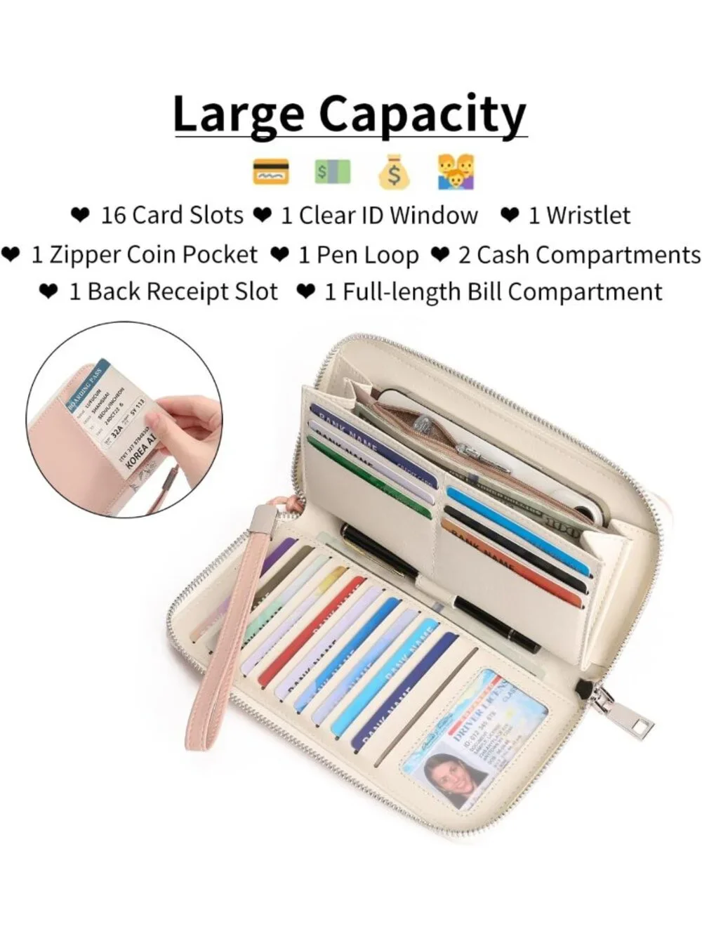 Stylish RFID Blocking Vegan Leather Wristlet Wallet for Women - Large Capacity
